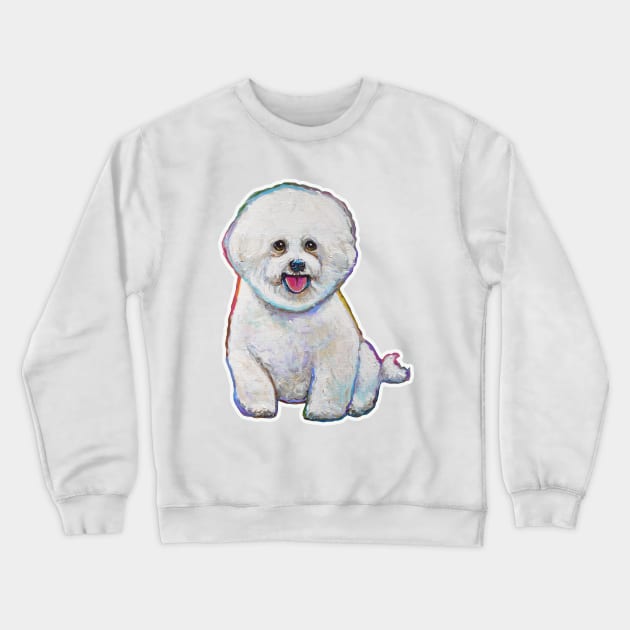 Super Cute Floof Bichon Frise Crewneck Sweatshirt by RobertPhelpsArt